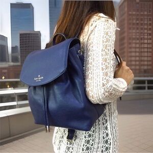 Kate Spade Navy Blue Leather Backpack Purse Handbag